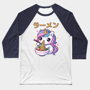 Kawaii Unicorn Eating Ramen Noodles Japanese Food Lover Baseball T-Shirt